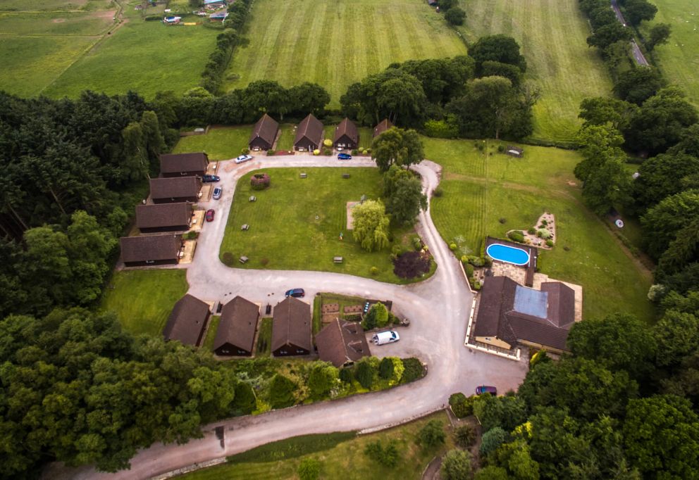Aerial view of Alpine Park Cottages